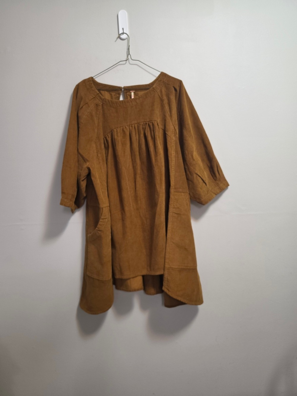 Free People Corduroy Tunic Top in Camel Brown 100% Cotton - Picture 3 of 11